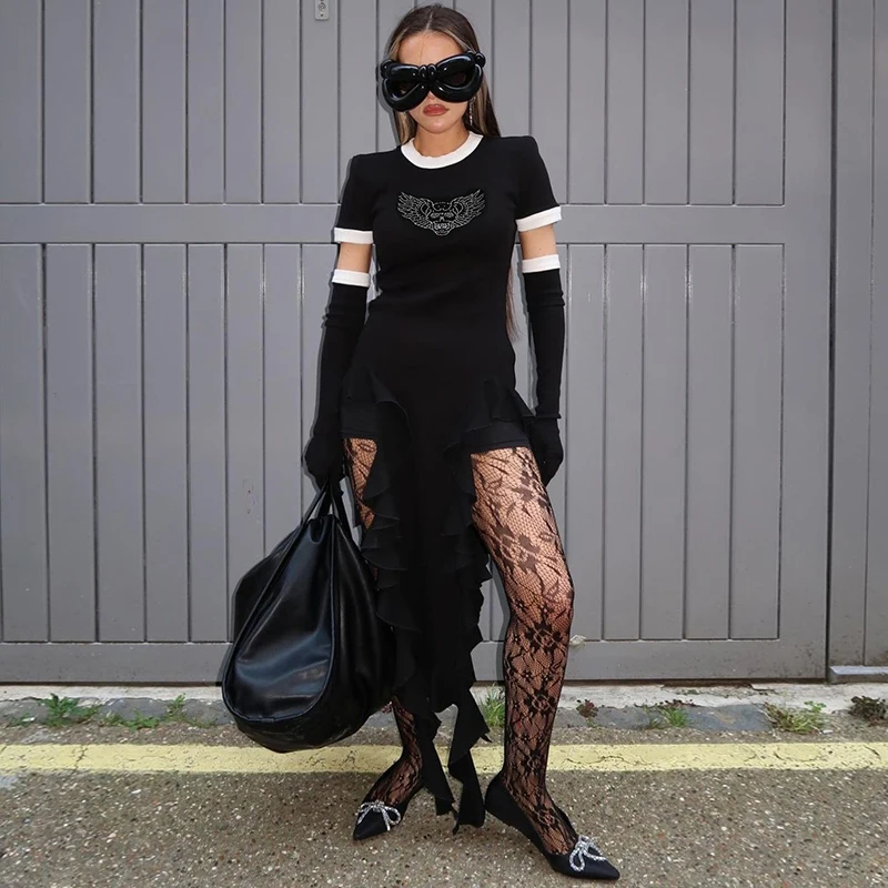 Lygens Diamond Rhinestone Slit Ruffles Women'S Dresses With Gloves Party Fashion Women Streetwear Summer Fall Casaul Outfit
Lygens Diamond Rhinestone Slit Ruffles Women'S Dresses With Gloves Party Fashion Women Streetwear Summer Fall Casaul Outfit