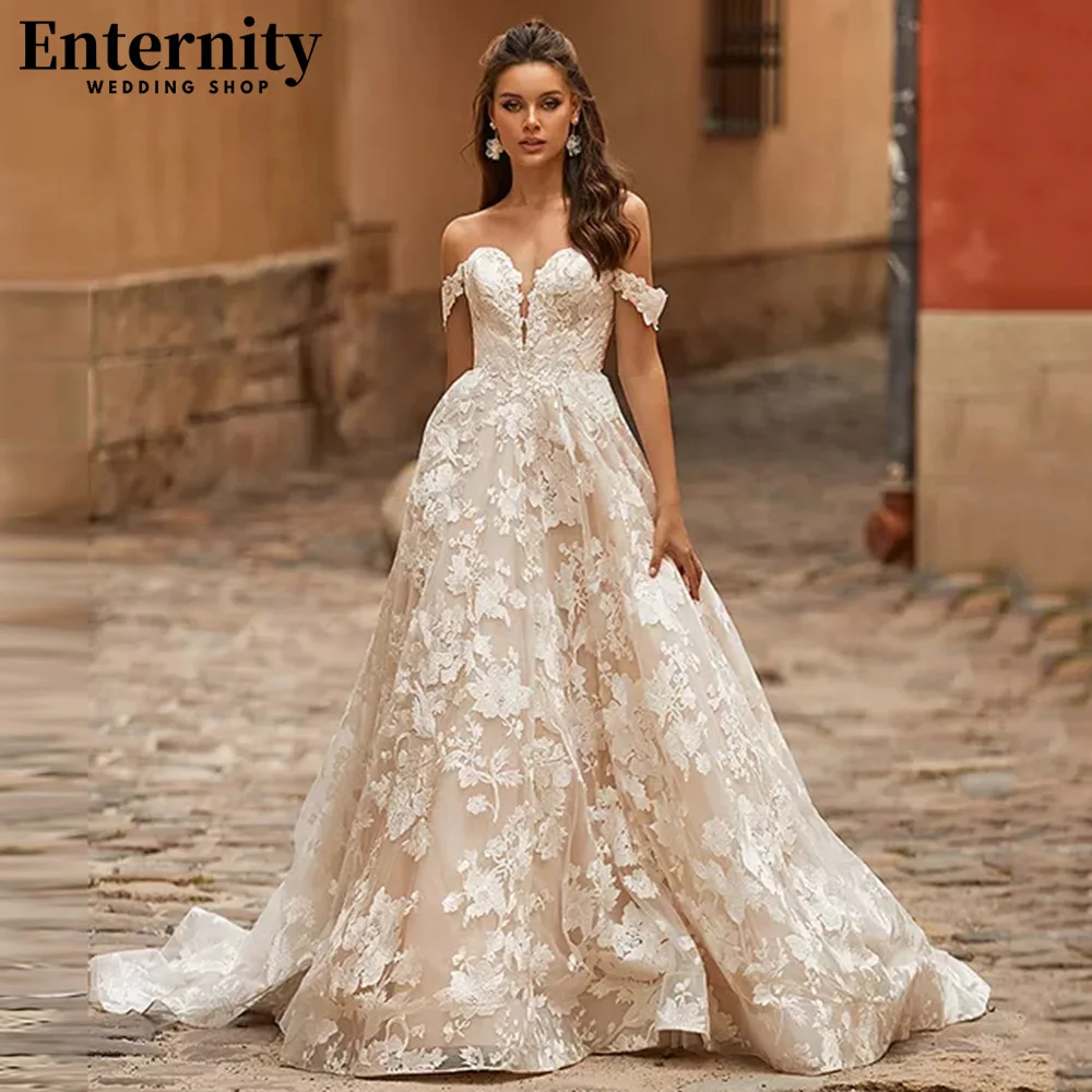 Attractive Off The Shoulder Wedding Dress Full Body Lace A Line Bridal Gown Sweetheart Backless Sweep Train Vestidos De Novia
Attractive Off The Shoulder Wedding Dress Full Body Lace A Line Bridal Gown Sweetheart Backless Sweep Train Vestidos De Novia