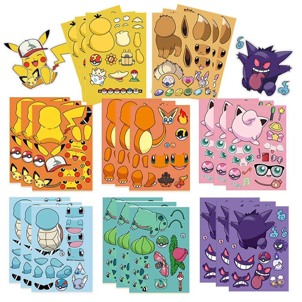 32Sheets Children DIY Puzzle Sticker Pokemon Face Funny Anime Pikachu Assemble Stickers Kids Toys Boys Girls Gifts
32Sheets Children DIY Puzzle Sticker Pokemon Face Funny Anime Pikachu Assemble Stickers Kids Toys Boys Girls Gifts