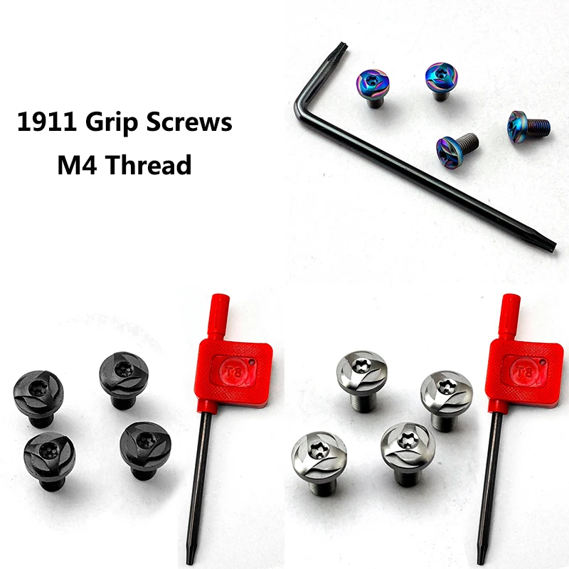 5 Sets 3 Colors Custom 1911 Grips M4 Screws for 1911 Models CNC Machined from 416 Stainless Steel With T8 Torx Key Make Parts
5 Sets 3 Colors Custom 1911 Grips M4 Screws for 1911 Models CNC Machined from 416 Stainless Steel With T8 Torx Key Make Parts