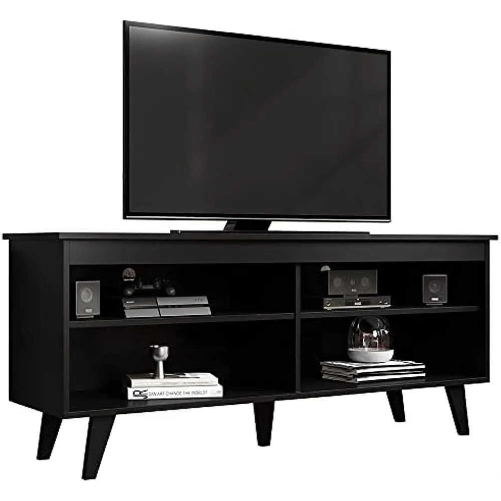 

TV Stand Cabinet with 4 Shelves and Cable Management, TV Table Unit for TVs up to 55 Inches, 23'' H x 15'' D x 53'' L – Black