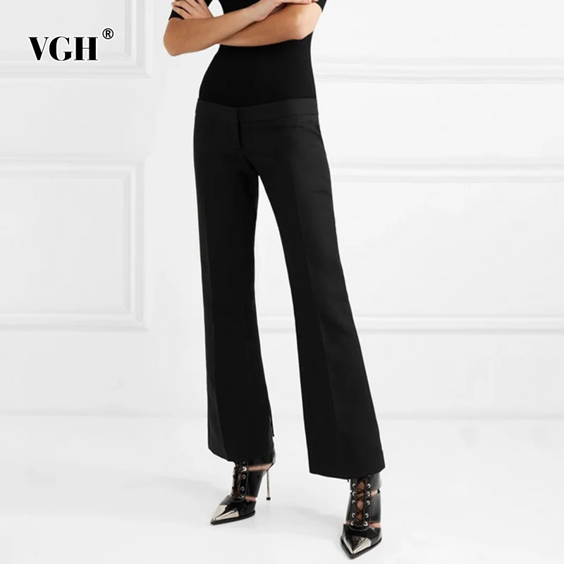 

Женские расклешенные брюки VGH, черные минималистичные однотонные прямые брюки полной длины с высокой талией, модная одежда на весну 2022