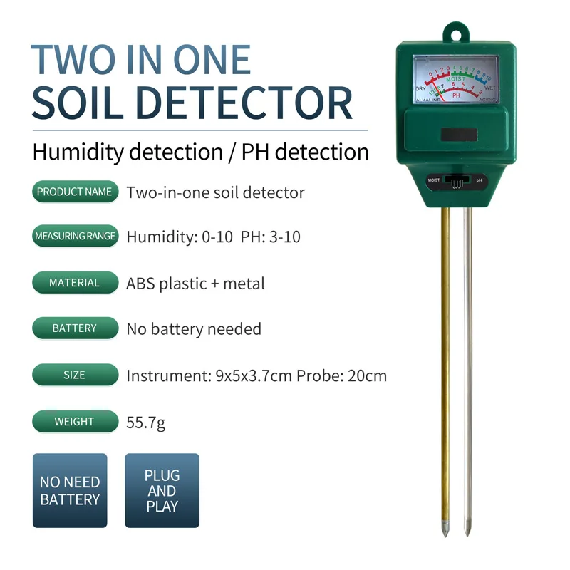 Измеритель влажности почвы 2 в 1, гигрометр для выращивания растений и растений, не требует батареек
Измеритель влажности почвы 2 в 1, гигрометр для выращивания растений и растений, не требует батареек