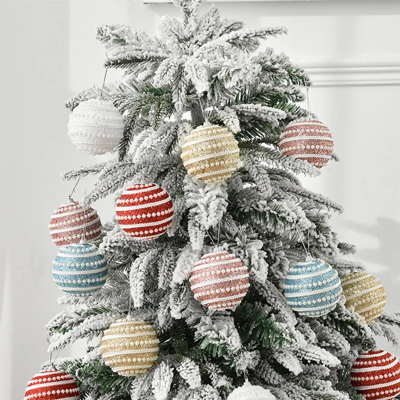 

Рождественские шары, блестящие кружевные украшения, шар 8 см, украшение для рождественской елки, новогодние и рождественские красные украшения, цветные шары