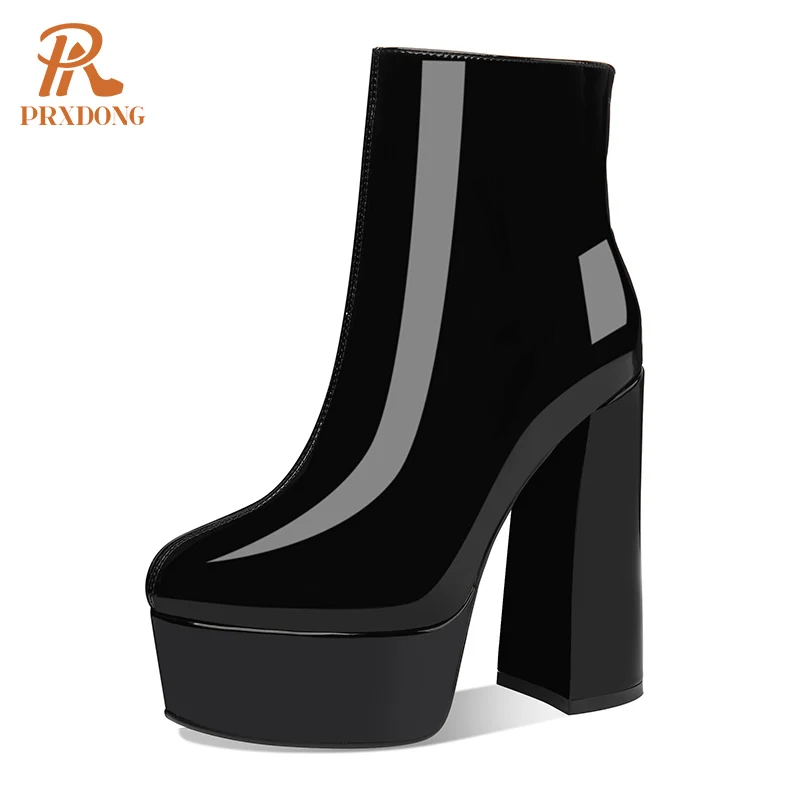 PRXDONG Woman‘s Shoes New Brand Patent Leather Chunky High Heels Platform Autumn Winter Warm Ankle Boots Dress Office Ladies 39
PRXDONG Woman‘s Shoes New Brand Patent Leather Chunky High Heels Platform Autumn Winter Warm Ankle Boots Dress Office Ladies 39