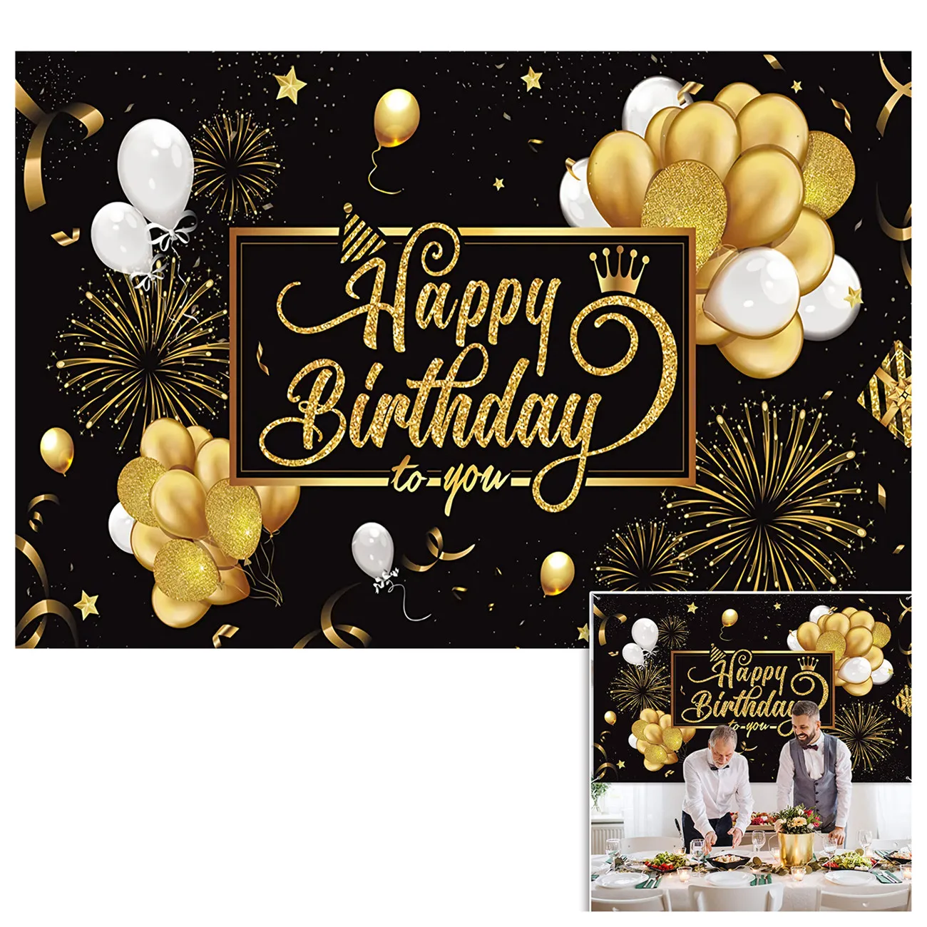 Super HD Pictures Happy Birthday Backdrop Black Gold Balloon Star Fireworks Party banner for Men Women 30th 40th 50th 60th 70th
Super HD Pictures Happy Birthday Backdrop Black Gold Balloon Star Fireworks Party banner for Men Women 30th 40th 50th 60th 70th