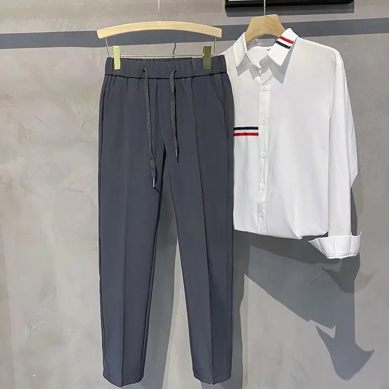 Spring And Autumn Men's Nine-point Casual Pants Straight Loose Tide Tie Elastic Waist Drape Small Trousers Light Familiar Style
Spring And Autumn Men's Nine-point Casual Pants Straight Loose Tide Tie Elastic Waist Drape Small Trousers Light Familiar Style