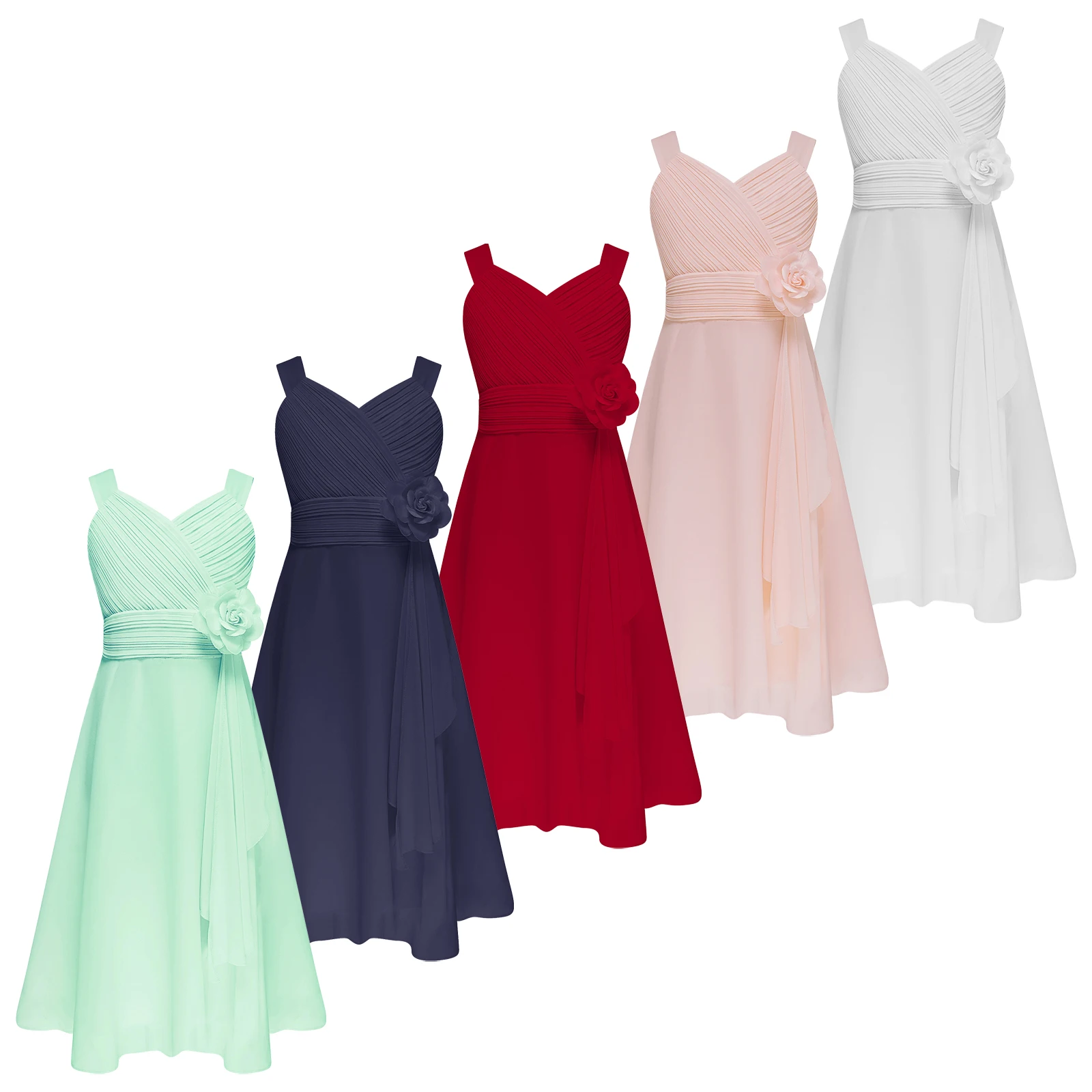 Kids Girls Elegant Flower Girls Dress Sleeveless Ruched Bodice Cascading Ruffle Chiffon Dress for Wedding Birthday Party Gowns
Kids Girls Elegant Flower Girls Dress Sleeveless Ruched Bodice Cascading Ruffle Chiffon Dress for Wedding Birthday Party Gowns