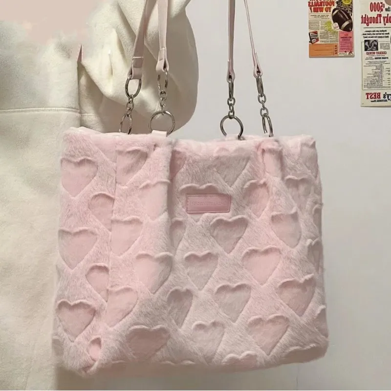 Cute Furry Women's Casual Tote Bags Love Heart Ladies Sweet Shoulder Underarm Bags Solid Color Female Fashion Plush Handbags
Cute Furry Women's Casual Tote Bags Love Heart Ladies Sweet Shoulder Underarm Bags Solid Color Female Fashion Plush Handbags