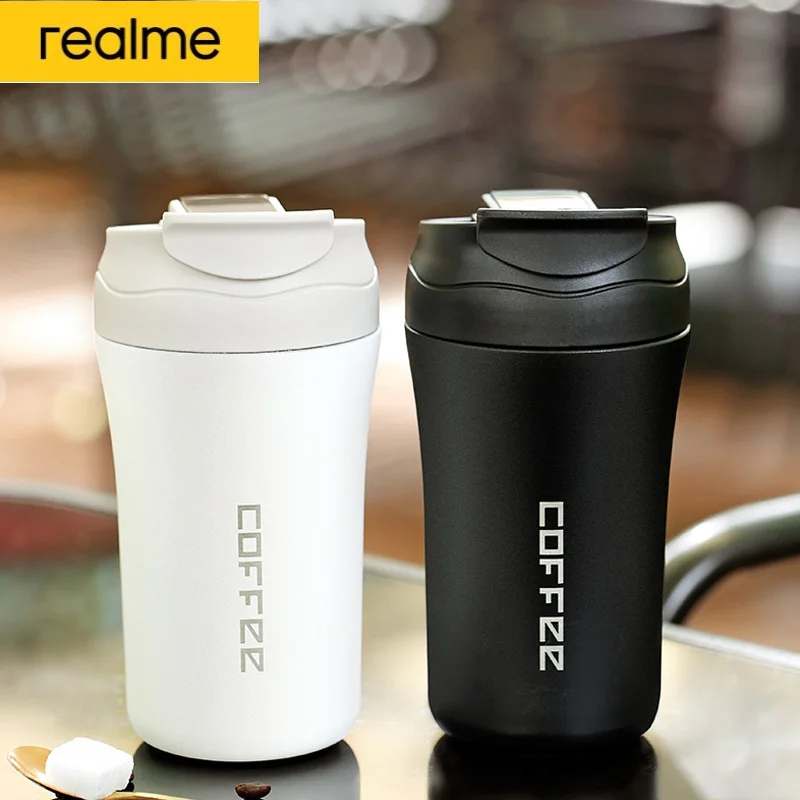 

Realme 400ML Double Stainless Steel 304 Coffee Mug Leak-Proof Thermos Mug Travel Thermal Cup Thermosmug Water Bottle For Gifts