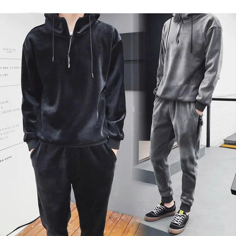 Autumn Winter Soft Warm Men Hoody Hoodie and Jogger Pants 2Pieces Outfit Velour Tracksuit Korean Gold Fashion Velvet Track Suit
Autumn Winter Soft Warm Men Hoody Hoodie and Jogger Pants 2Pieces Outfit Velour Tracksuit Korean Gold Fashion Velvet Track Suit