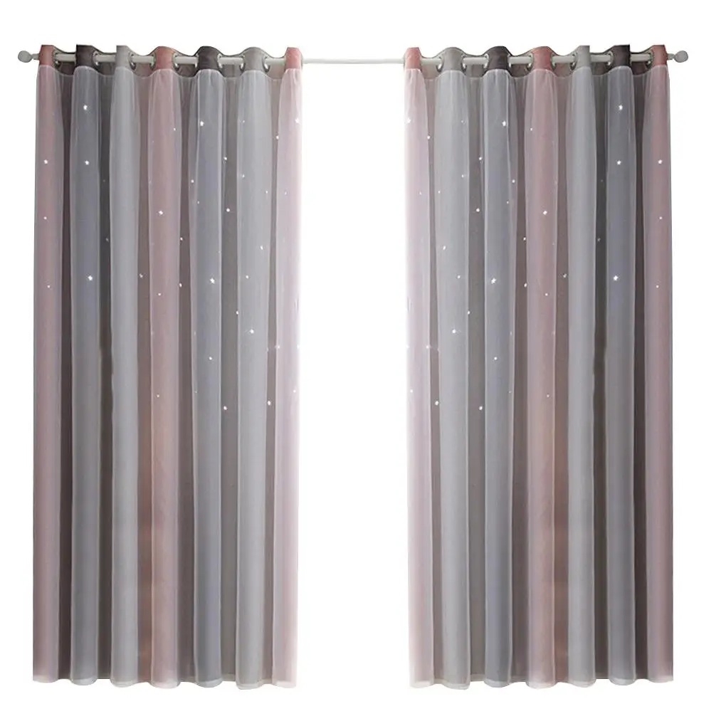 Hollow-Out Star Curtain 2 Layer Gradient Full Shading Polyester Fiber Window Blackout Drape for Bedroom Living Room
Hollow-Out Star Curtain 2 Layer Gradient Full Shading Polyester Fiber Window Blackout Drape for Bedroom Living Room
