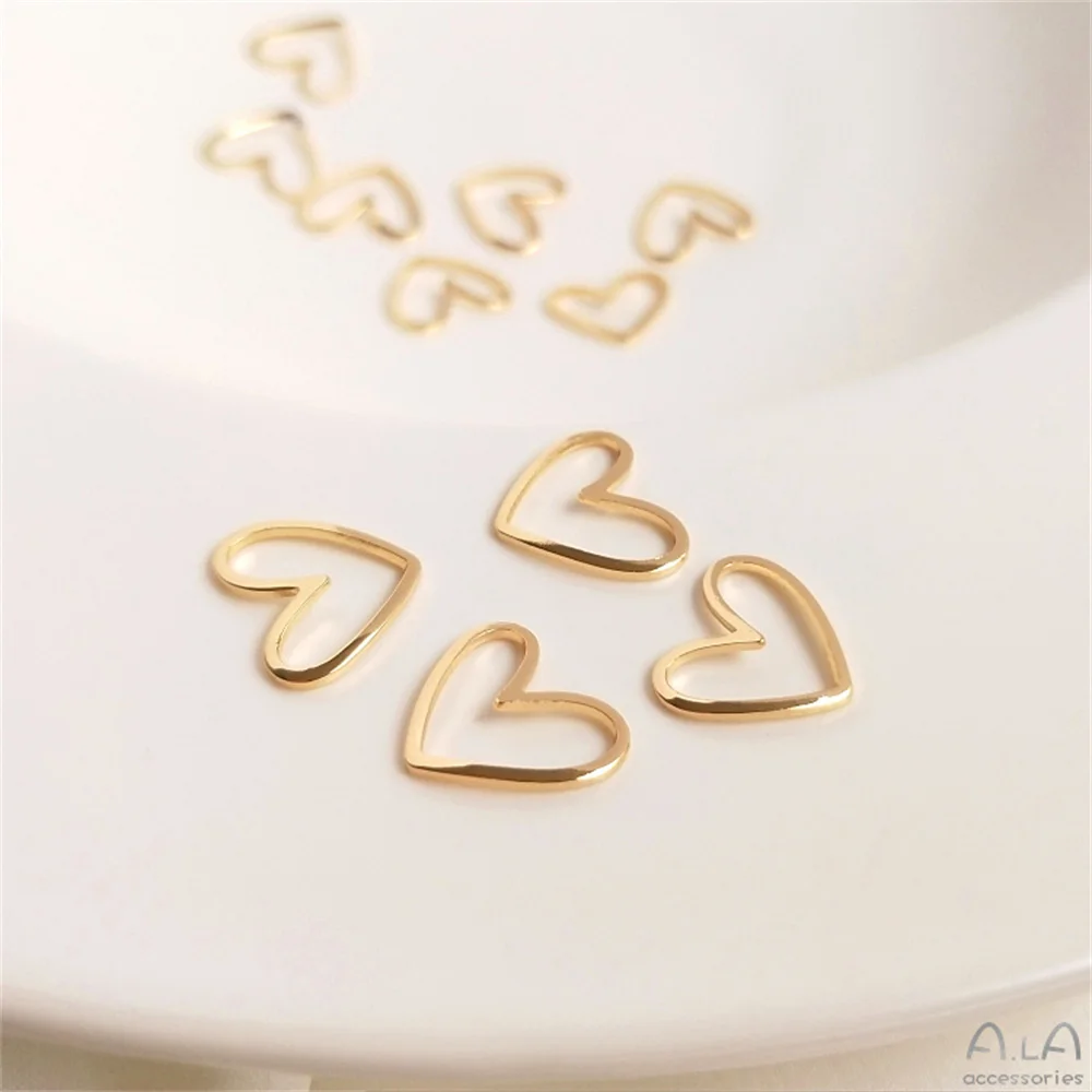 

14K package of real gold hollow arc heart-shaped peach heart accessories handmade diy jewelry connection accessories ring charm