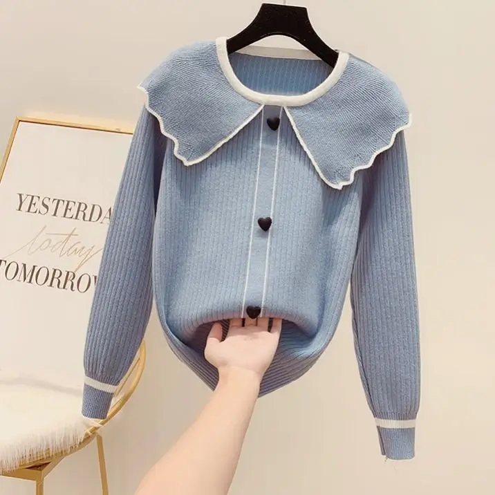 Blue Love Fall Fashion Pullover Long Sleeve Sweater Loose Coat Casual Cloth Girl Jacket Navy Collar Tops Clothes for Women 2022
Blue Love Fall Fashion Pullover Long Sleeve Sweater Loose Coat Casual Cloth Girl Jacket Navy Collar Tops Clothes for Women 2022