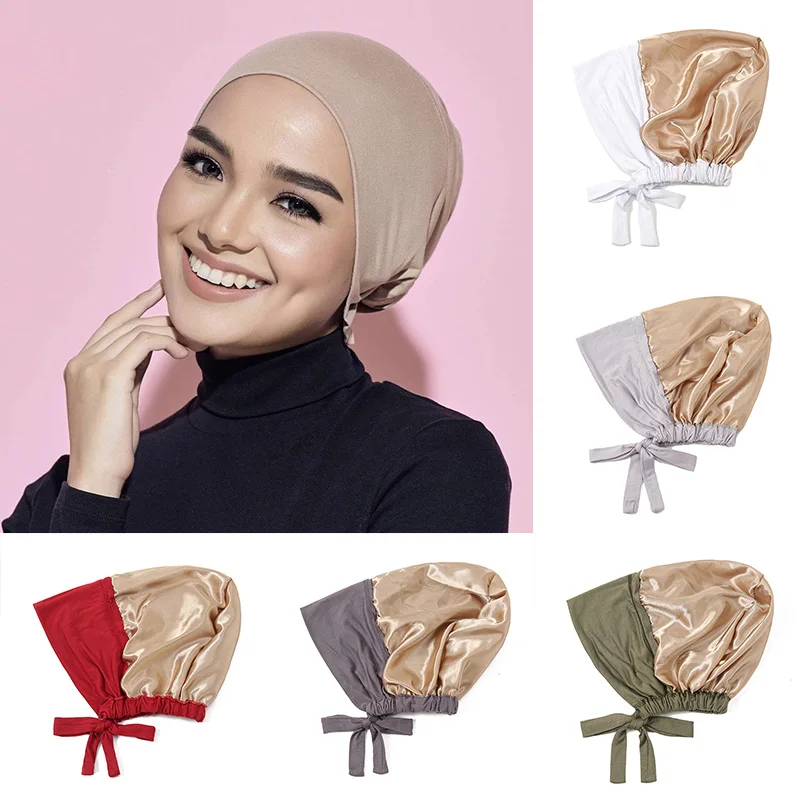 Muslim Turban Caps Satin Full Cover Inner Jersey Hat Hijab Stretch Islamic Head Wear Bonnet Straps Headband Women Scarf
Muslim Turban Caps Satin Full Cover Inner Jersey Hat Hijab Stretch Islamic Head Wear Bonnet Straps Headband Women Scarf