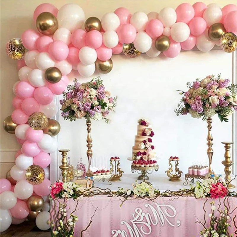 

120Pcs/Set Gold Confetti Balloons Garland Arch Kit Matte White Ballon Arch Birthday Party Baby Shower Decor Wedding Decoration