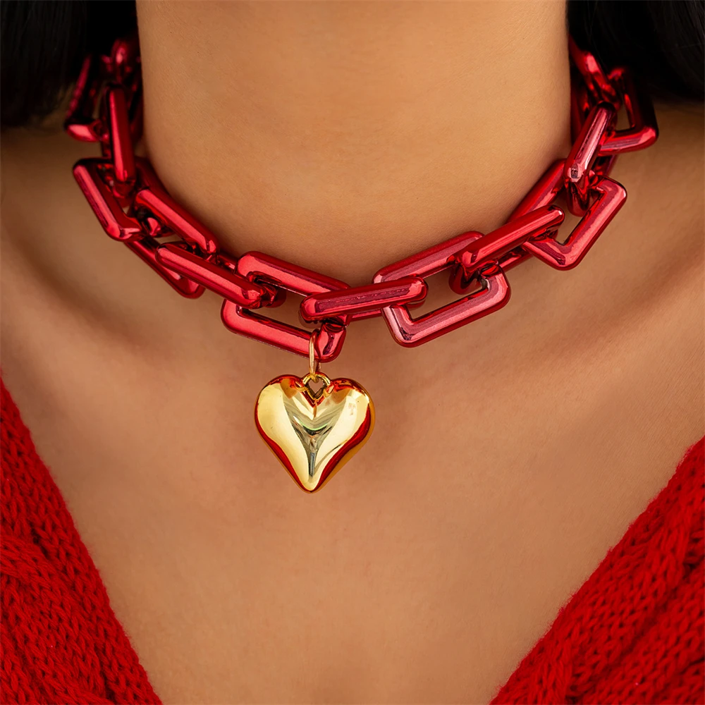 XINSOM Punk Big Heart Pendant Choker Necklace For Women Hiphop Plastic Chunky Chain Necklace New Fashion Jewelry Christmas Gift
XINSOM Punk Big Heart Pendant Choker Necklace For Women Hiphop Plastic Chunky Chain Necklace New Fashion Jewelry Christmas Gift