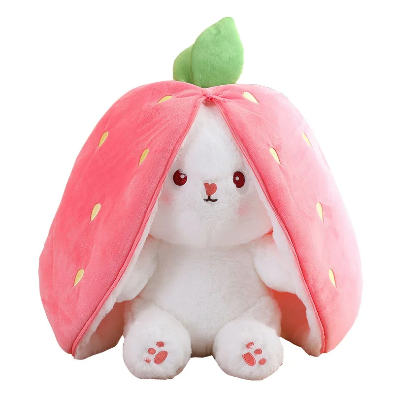 

Super Cute Fruit Bunny Cartoon Anime Plush Stuffed Toys Carrot Strawberry Turn Into Rabbit Doll about 18-35cm Birthday Gift
