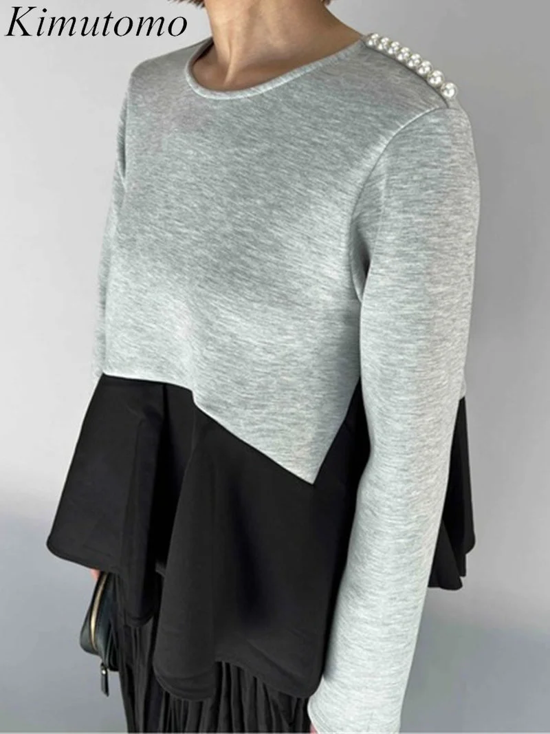 Kimutomo Elegant Loose Hem Stitching Design Beading Sweatshirt Woman Gentle O-neck Long Sleeves Solid Versatile Top Ins Tide New
Kimutomo Elegant Loose Hem Stitching Design Beading Sweatshirt Woman Gentle O-neck Long Sleeves Solid Versatile Top Ins Tide New