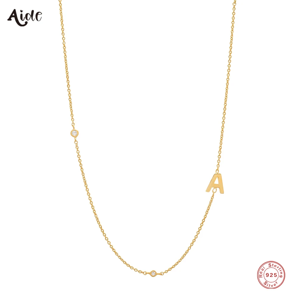 

Aide 925 Sterling Silver Dainty Initial Necklace A-Z 26 Letters Name Choker Stackable Necklace For Women 18K Gold Plated Jewelry