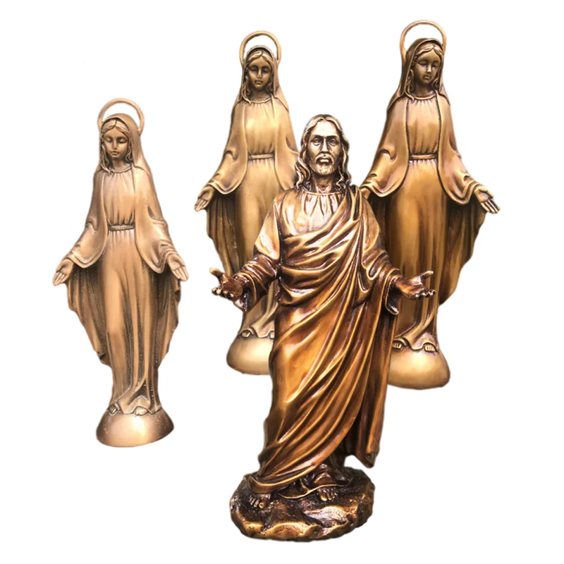 

Jesus Copper Figures Virgin Mary Home Decoration Church Crucifix Bronze Sculpture Catholic Decor Orthodox