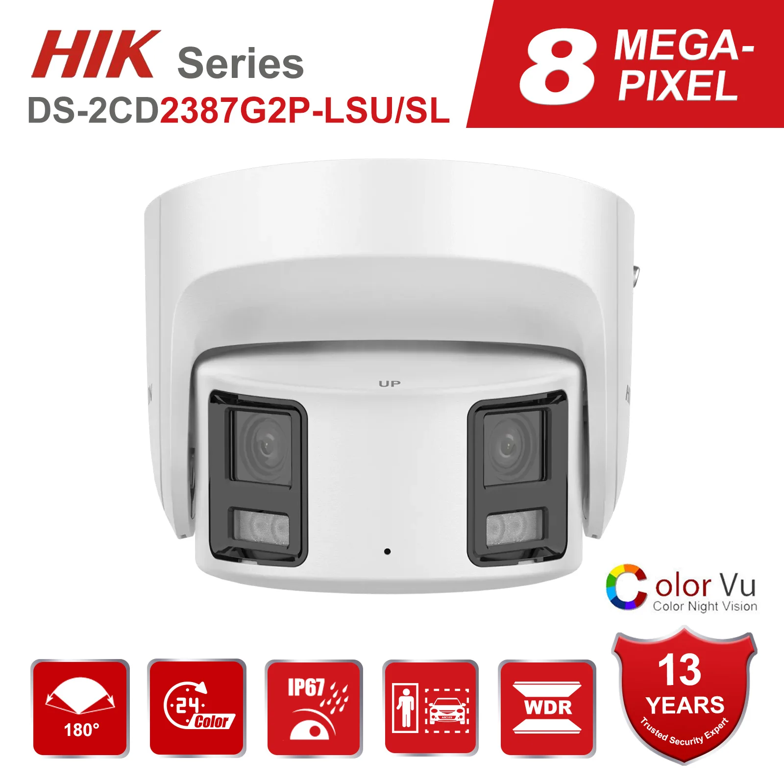 Hikvision Original DS-2CD2387G2P-LSU/SL 4K 8MP с двумя объективами, полноцветная IP панорамная камера PoE со встроенным микрофоном и динамиком, угол 180 °
Hikvision Original DS-2CD2387G2P-LSU/SL 4K 8MP с двумя объективами, полноцветная IP панорамная камера PoE со встроенным микрофоном и динамиком, угол 180 °