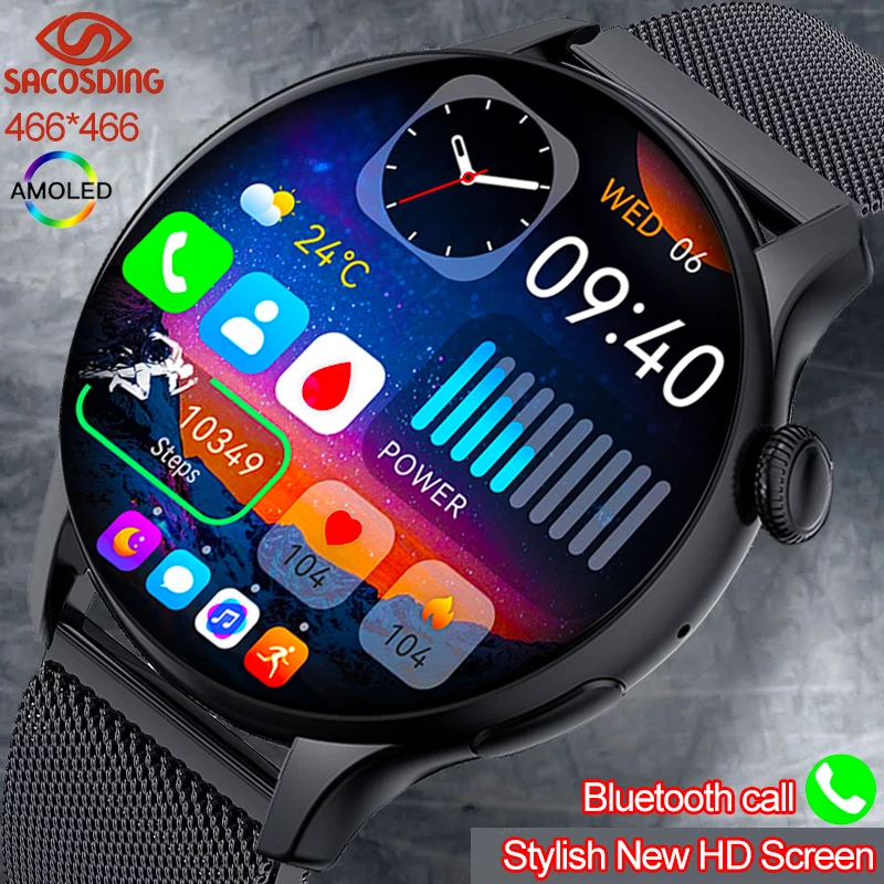 Smart Watch Men 466*466AMOLED High-Resolution Display, Bluetooth Calling Voice Command Health Monitoring and Weather Forecasting
Smart Watch Men 466*466AMOLED High-Resolution Display, Bluetooth Calling Voice Command Health Monitoring and Weather Forecasting