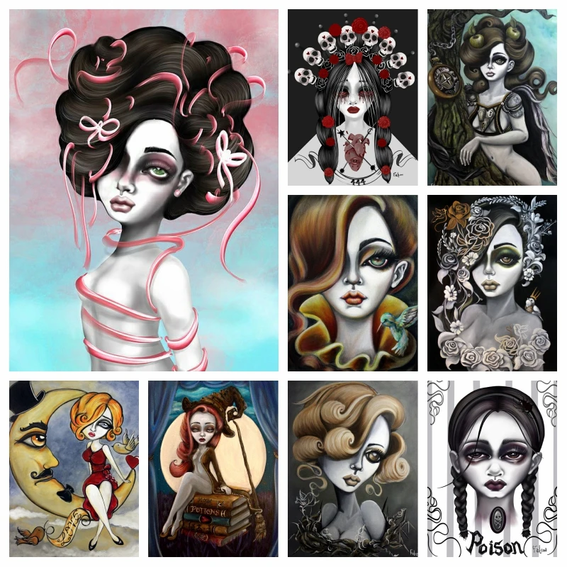 Gothic Witch Girl With Skull Head Art Diamond Painting AB Drills Dark Horror Cartoon Woman Crystal Cross Stitch Home Decor
Gothic Witch Girl With Skull Head Art Diamond Painting AB Drills Dark Horror Cartoon Woman Crystal Cross Stitch Home Decor