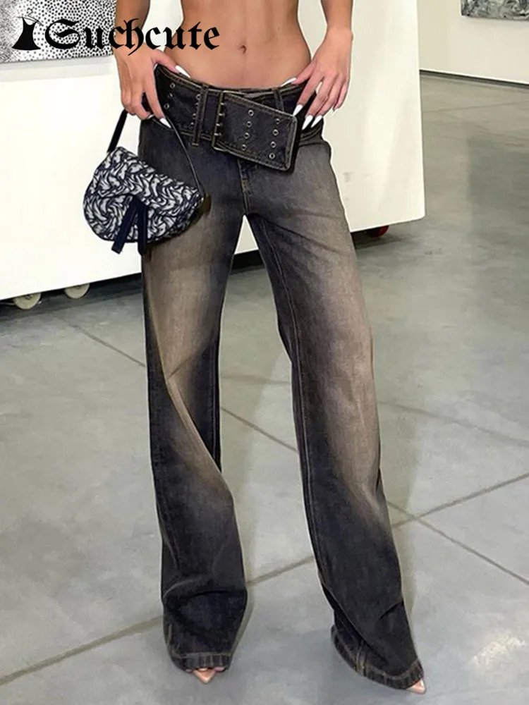 SUCHCUTE Streetwear tie-dyed Women Jeans With Belt Casual Basic Low Waist Wide Leg Pants Denims Korean Fashion Vintage Pants 90S
SUCHCUTE Streetwear tie-dyed Women Jeans With Belt Casual Basic Low Waist Wide Leg Pants Denims Korean Fashion Vintage Pants 90S