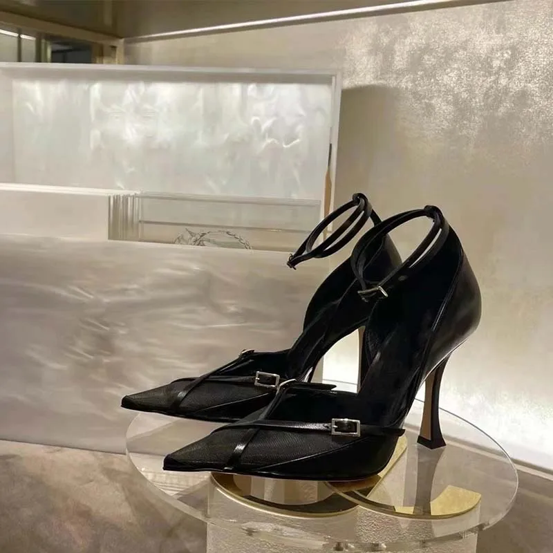 Сандалии женские на шпильке, флуоресцентные туфли с острым носком, с перекрестным ремешком и пряжкой, пикантная Летняя обувь с перфорацией, ... 
Сандалии женские на шпильке, флуоресцентные туфли с острым носком, с перекрестным ремешком и пряжкой, пикантная Летняя обувь с перфорацией, ...