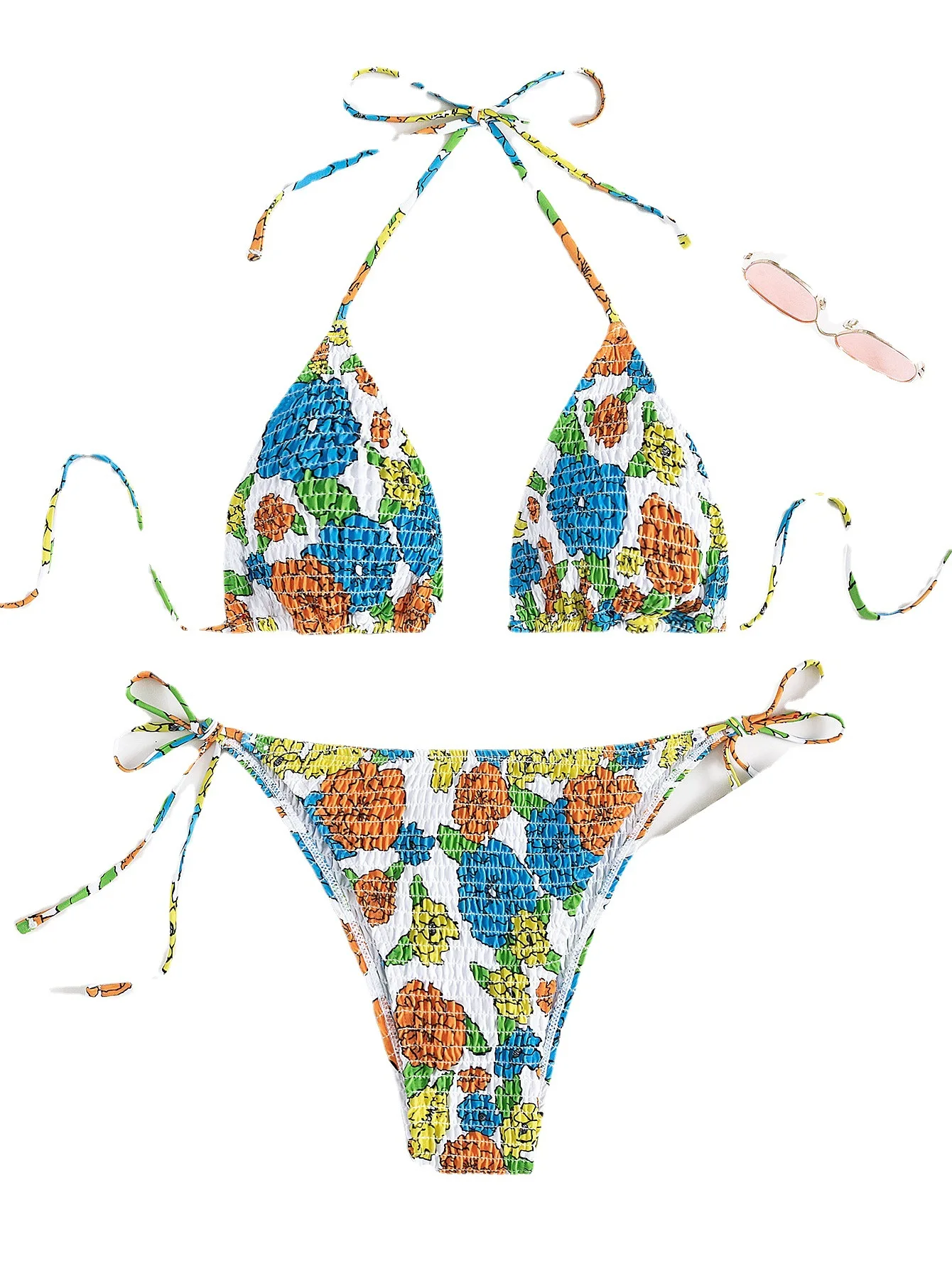 Женское бикини с цветочным принтом, привлекательная треугольная сумка, бандажный купальник с лямкой на шее, купальник из 2 предметов, с низк... 
Женское бикини с цветочным принтом, привлекательная треугольная сумка, бандажный купальник с лямкой на шее, купальник из 2 предметов, с низк...