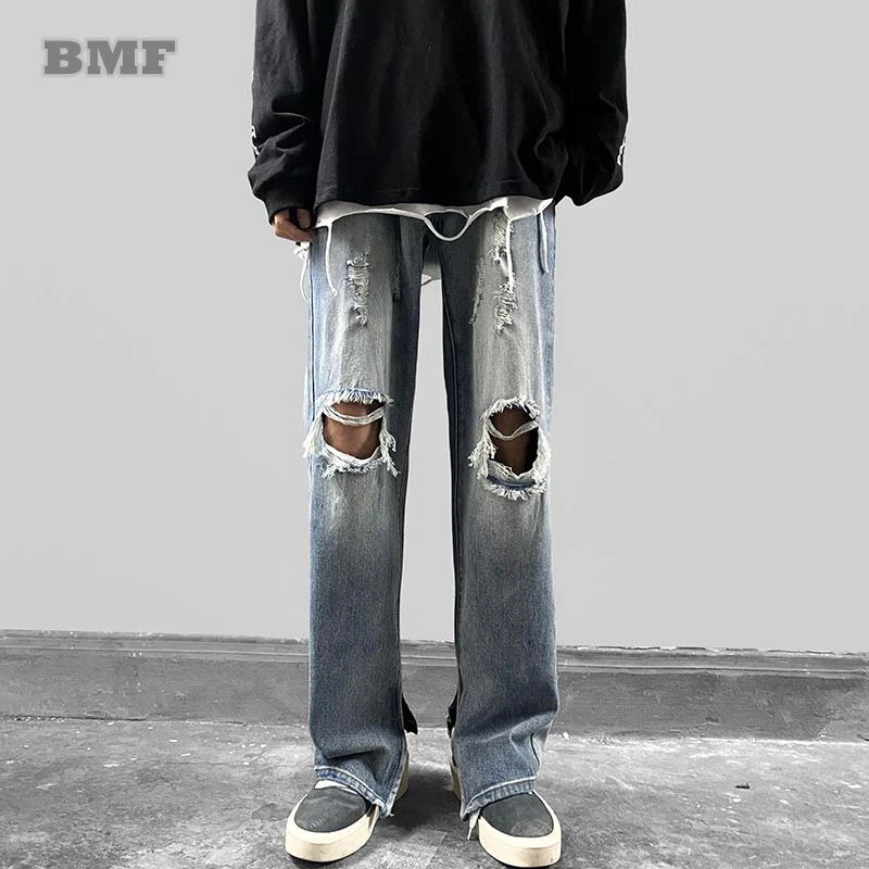 

2022 Fashion Hip Hop Trendyol High Street Slim Jeans Distressed Ripped Beggar Casual Denim Trousers Men Clothing Harajuku Pants