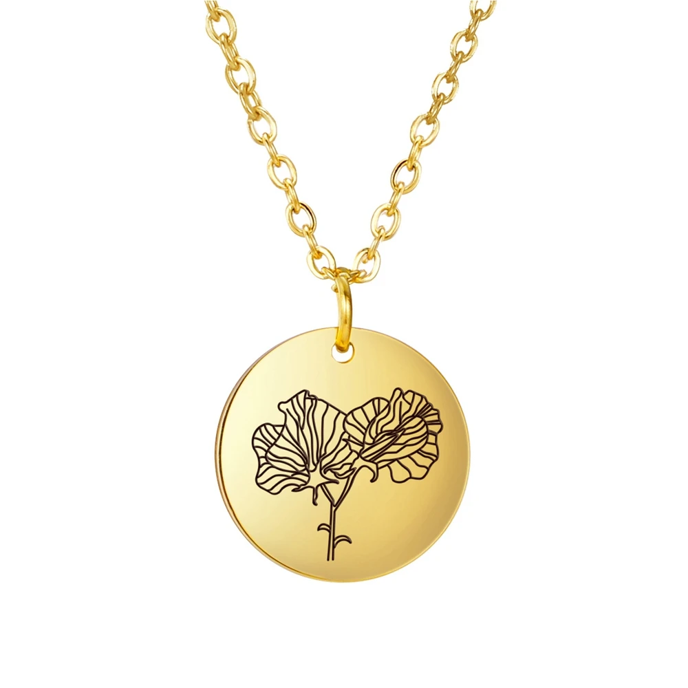 3 Colors 15x15mm Round Disc Flower Series Flower Pattern Pendant Stainless Steel Necklace With 45+5cm Link Chain
3 Colors 15x15mm Round Disc Flower Series Flower Pattern Pendant Stainless Steel Necklace With 45+5cm Link Chain