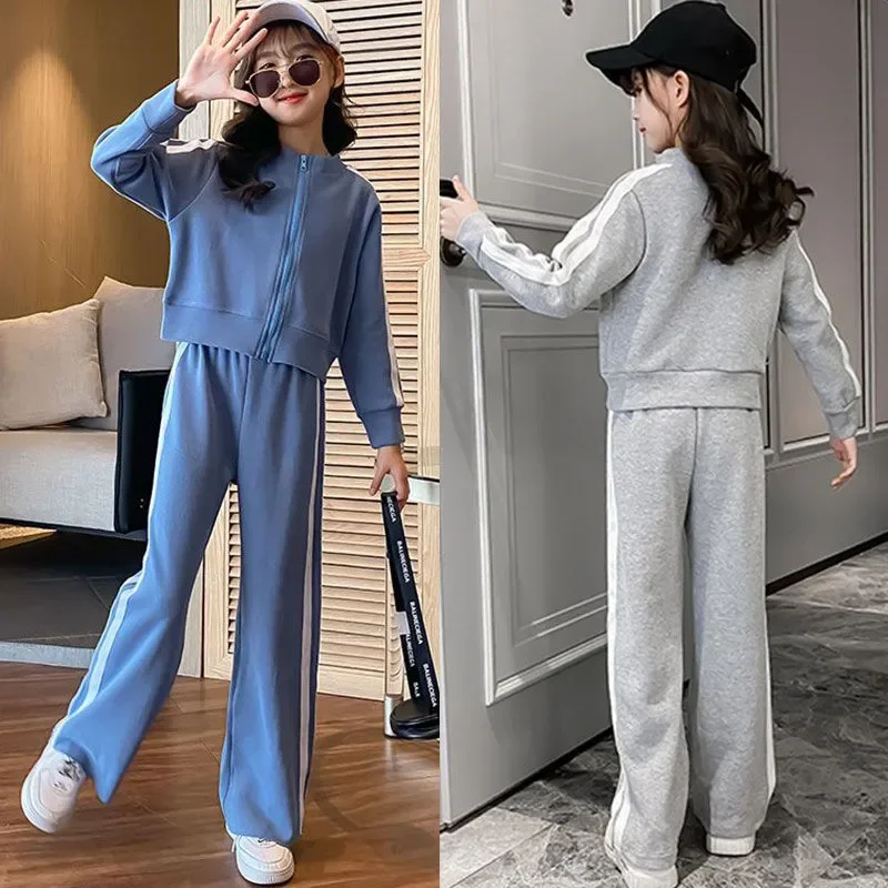 Girl Sportswear Kids Long Sleeve Cardigan + Wide Leg Pants 2pcs Set Teenage Casual Clothes Suit Child Outfits Spring Autumn
Girl Sportswear Kids Long Sleeve Cardigan + Wide Leg Pants 2pcs Set Teenage Casual Clothes Suit Child Outfits Spring Autumn