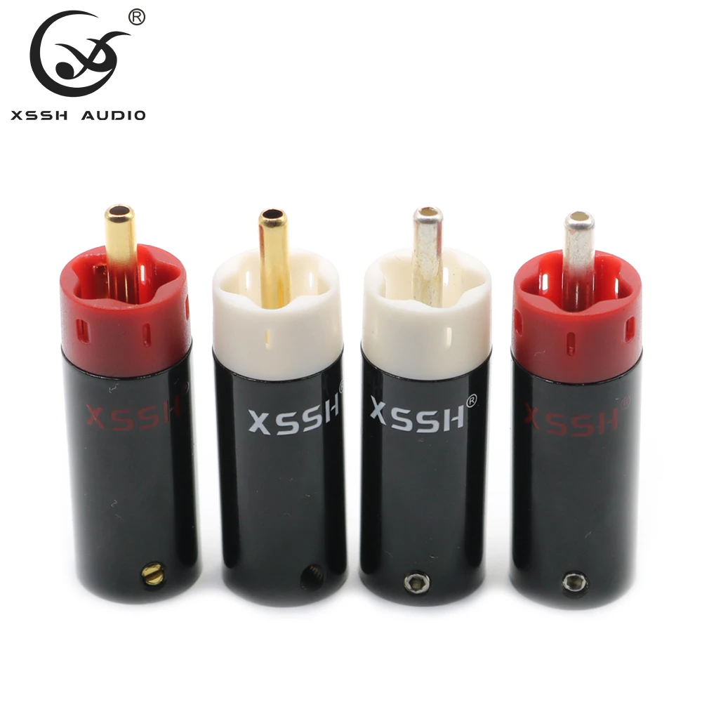 RCA Connector Custom Printing Logo XSSH Audio OEN ODM DIY Wholesale MOQ 100pcs Hifi Silver Gold Plated Male Signal RCA Plug Jack
RCA Connector Custom Printing Logo XSSH Audio OEN ODM DIY Wholesale MOQ 100pcs Hifi Silver Gold Plated Male Signal RCA Plug Jack