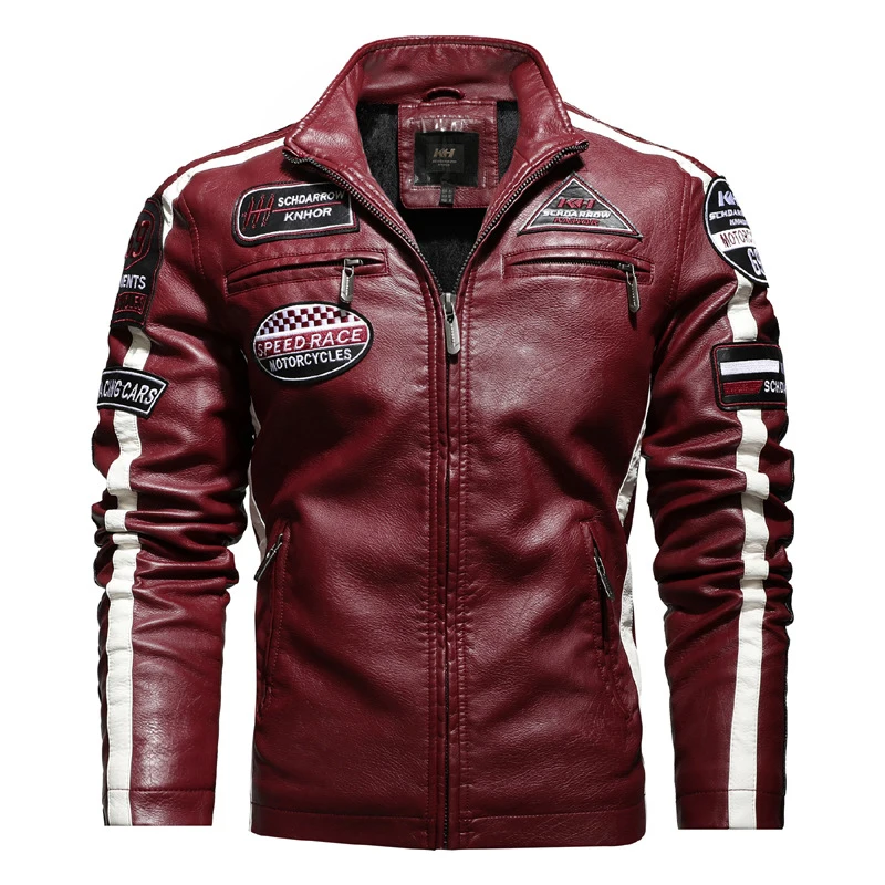 Vintage Men PU Leather Jacket Motorcycle Biker Jackets Casual Patchwork Zipper Overcoat Male Embroidery Slim Fleece Winter Coat
Vintage Men PU Leather Jacket Motorcycle Biker Jackets Casual Patchwork Zipper Overcoat Male Embroidery Slim Fleece Winter Coat