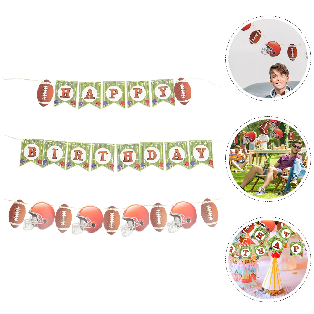 2 Sets Birthday Party Pull Flag Rugby Ball Latte Banners Paper Cake Decorations 
2 Sets Birthday Party Pull Flag Rugby Ball Latte Banners Paper Cake Decorations