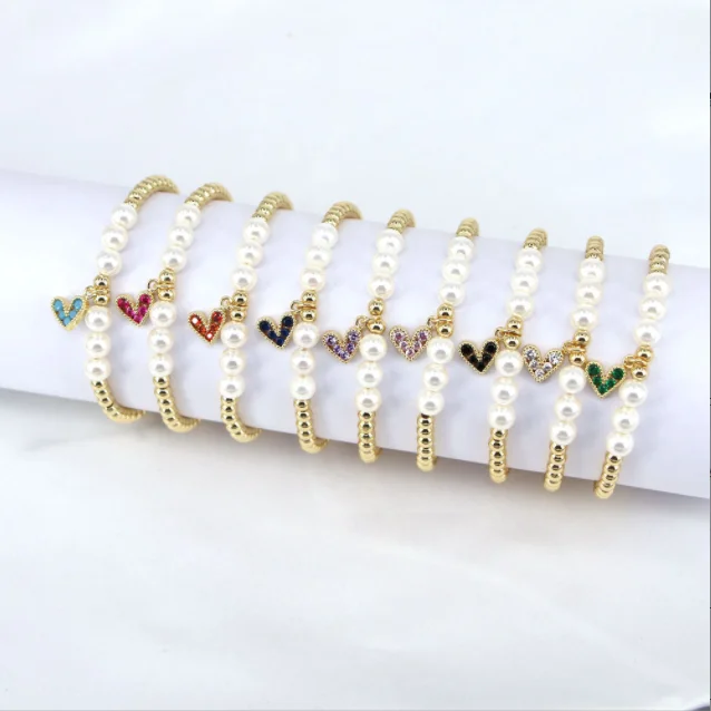 Ladies Fashion New Pearl Bracelet Heart Shaped Zircon Personality Colorful Beaded Ball Beads Bracelet Gift Jewelry
Ladies Fashion New Pearl Bracelet Heart Shaped Zircon Personality Colorful Beaded Ball Beads Bracelet Gift Jewelry