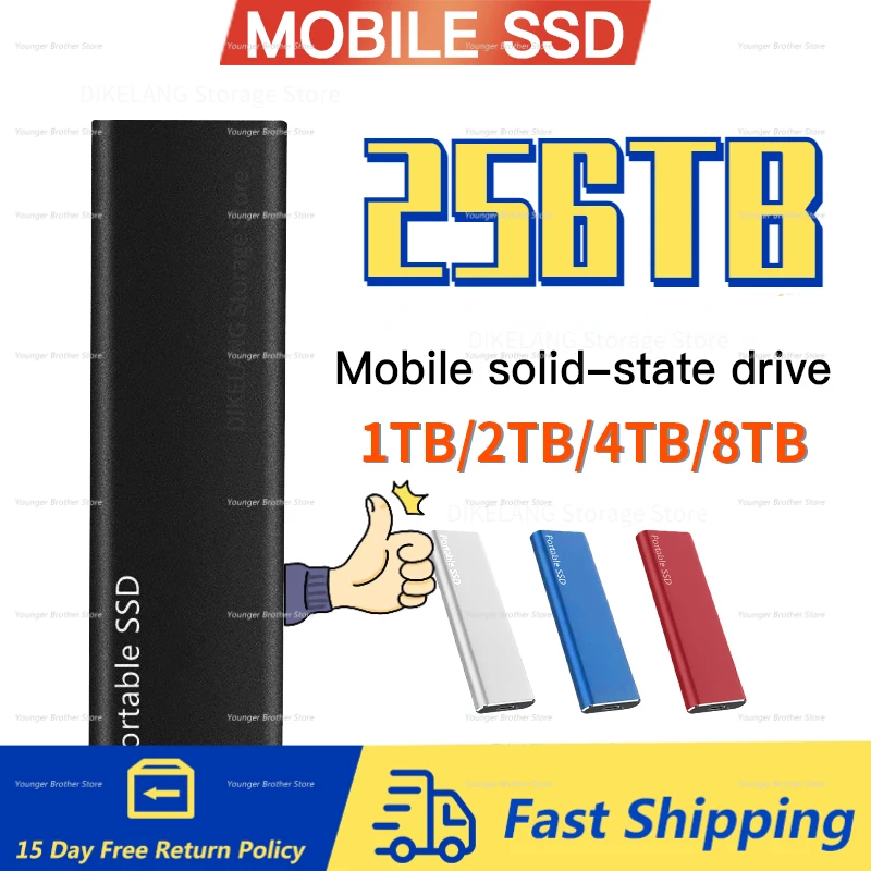 External SSD Hard Drive 256TB 128TB High-speed Portable SSD 2TB Mobile Solid State Drive USB 3.1 Type-C for Laptop Жесткий диск
External SSD Hard Drive 256TB 128TB High-speed Portable SSD 2TB Mobile Solid State Drive USB 3.1 Type-C for Laptop Жесткий диск