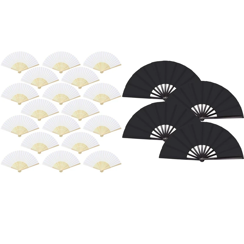 18Pcs White Handheld Fans Cloth Fans Bamboo Folding Fans With 4Pcs Hand Folding Fans Chinese Tai Chi Folding Fan 
18Pcs White Handheld Fans Cloth Fans Bamboo Folding Fans With 4Pcs Hand Folding Fans Chinese Tai Chi Folding Fan
