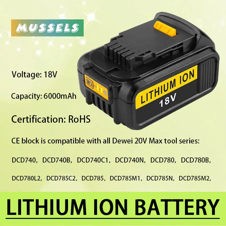 100% Original DeWalt 18V 6000mAh Rechargeable Power Tool Battery with LED Li-Ion Replacement DCB205 DCB204-2 20V DCB206
100% Original DeWalt 18V 6000mAh Rechargeable Power Tool Battery with LED Li-Ion Replacement DCB205 DCB204-2 20V DCB206