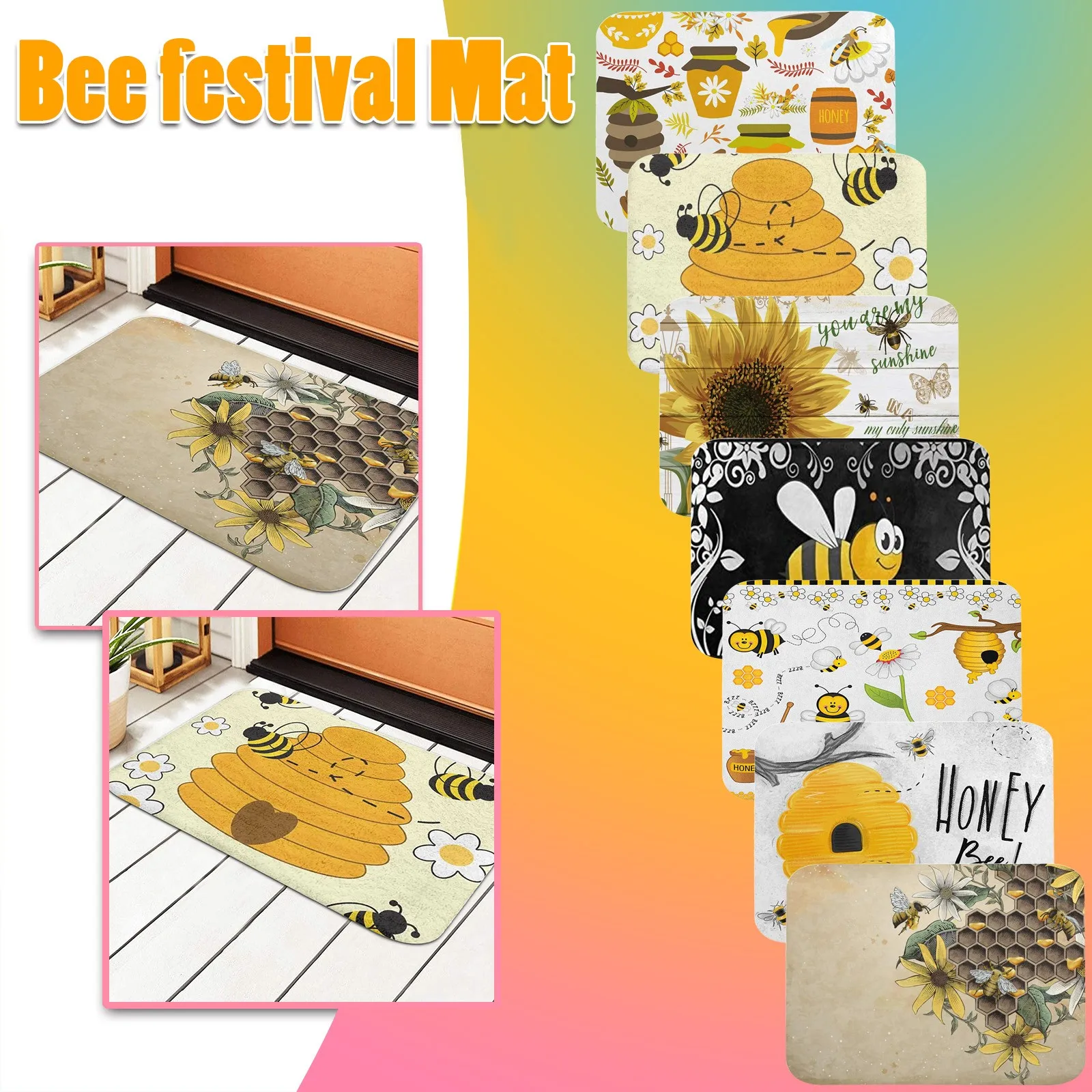 Декоративный дверной коврик Bee Festival, Противоскользящий коврик для ванной, прихожей
Декоративный дверной коврик Bee Festival, Противоскользящий коврик для ванной, прихожей