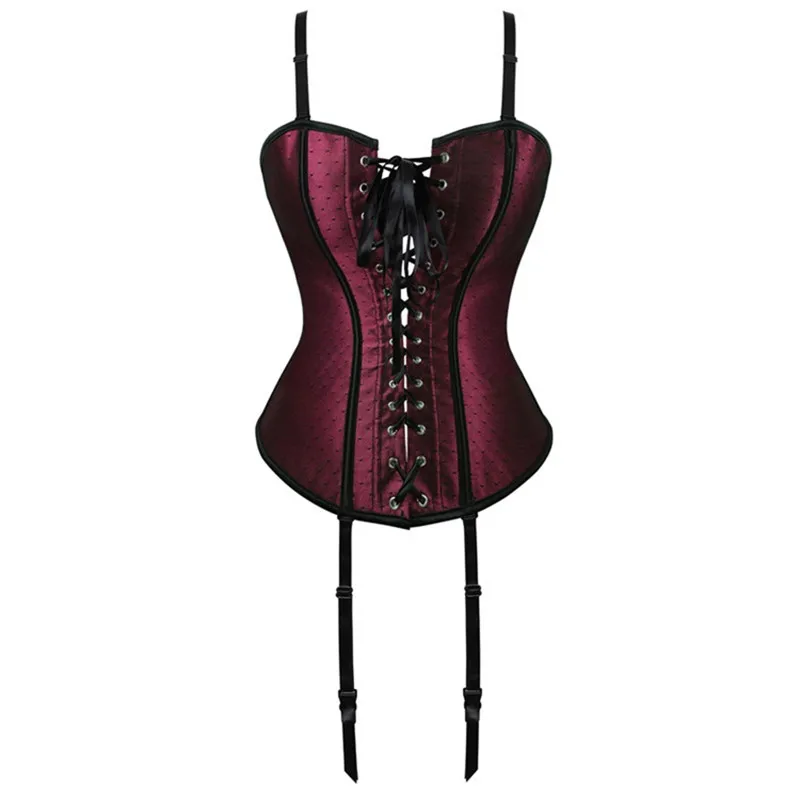 

Womens Shoulder Straps Corset Satin Overbust Bustier Plus Size Sexy Corselet Femme 6XL Korsett For Women Boned Corpetto Minceur