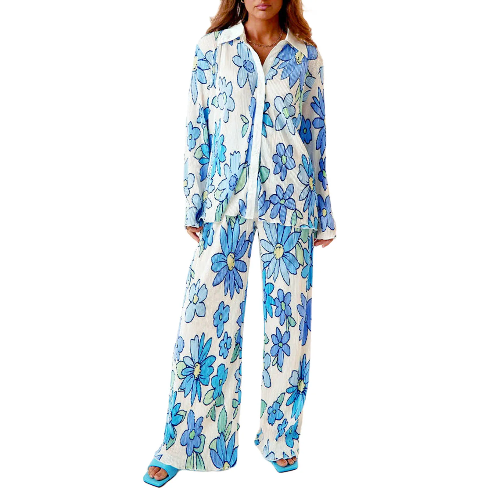 Women Stylish Casual 2 Pcs Clothes Set Flower Abstract Pattern Print Long Sleeve Shirts Tops Loose Long Pants
Women Stylish Casual 2 Pcs Clothes Set Flower Abstract Pattern Print Long Sleeve Shirts Tops Loose Long Pants