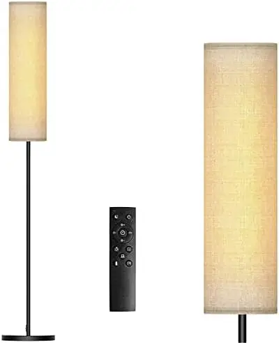 

Floor Lamp for Living Room, Adjustable LED Floor Lamp with Remote Control, Tall Modern Standing Lamp with Beige Lamp Shade, 12W