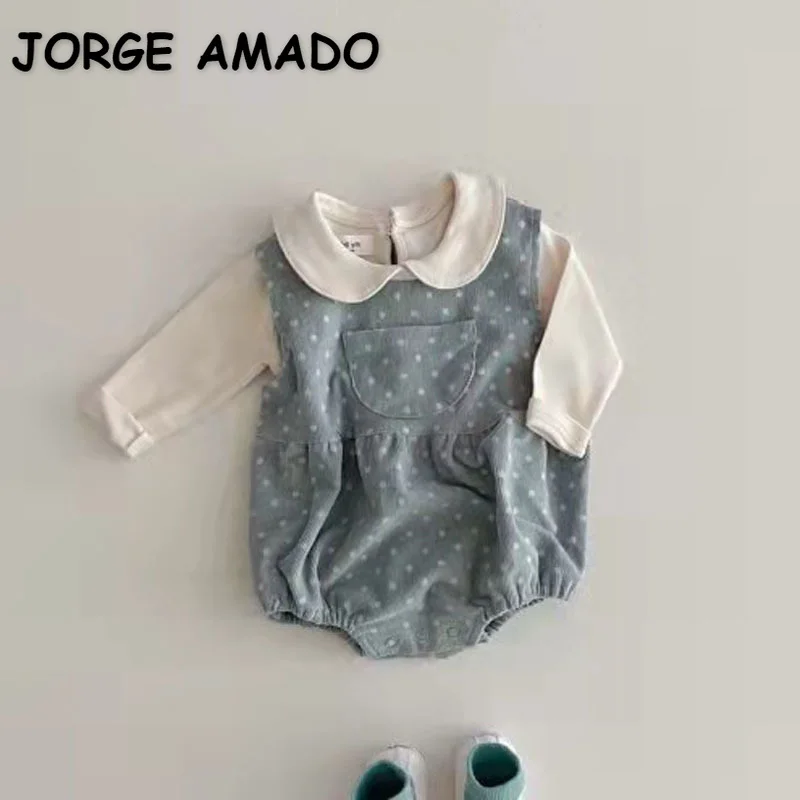 2022 Korean Style Spring Kids Girl Sets Peter Pan Collar Dot Baby Shirts+Denim Pullover Sleeveless Bodysuit Child Clothes E1832
2022 Korean Style Spring Kids Girl Sets Peter Pan Collar Dot Baby Shirts+Denim Pullover Sleeveless Bodysuit Child Clothes E1832