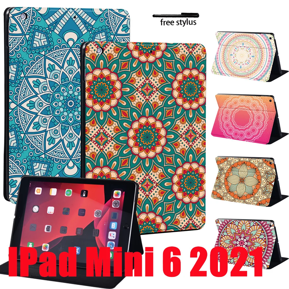 

Cover for IPad Mini 6 Ultra Slim PU Leather Case for IPad Mini 6th Generation 8.3 Inch 2021 Mandala Pattern Folding Case Cover