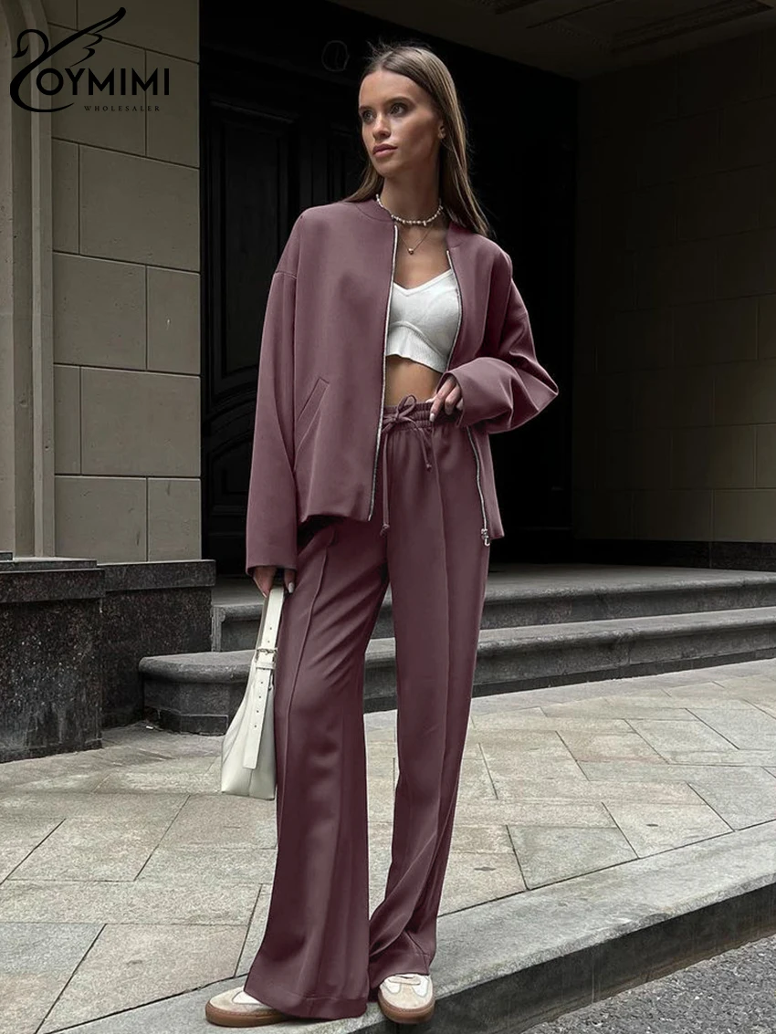 Oymimi Fashion Loose Purple 2 Piece Sets Women Outfit 2024 Casual Long Sleeve Zip Top With High Waist Wide Pants Set Female
Oymimi Fashion Loose Purple 2 Piece Sets Women Outfit 2024 Casual Long Sleeve Zip Top With High Waist Wide Pants Set Female