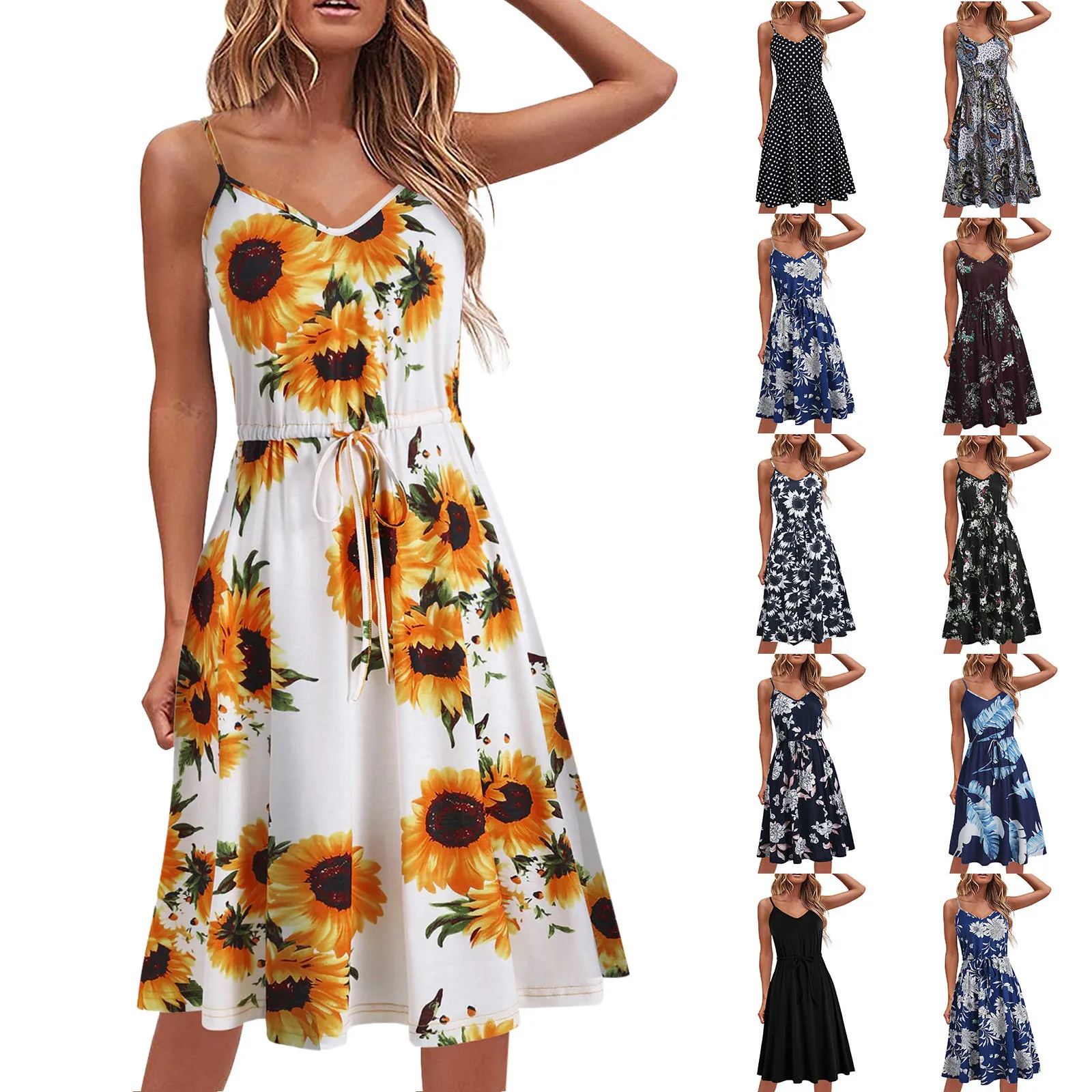 Elegant And Casual V-neck Sleeveless Pullover Top Waist Waist Letter Print Short-sleeved Dress 2021 Spring And Summer Women
Elegant And Casual V-neck Sleeveless Pullover Top Waist Waist Letter Print Short-sleeved Dress 2021 Spring And Summer Women