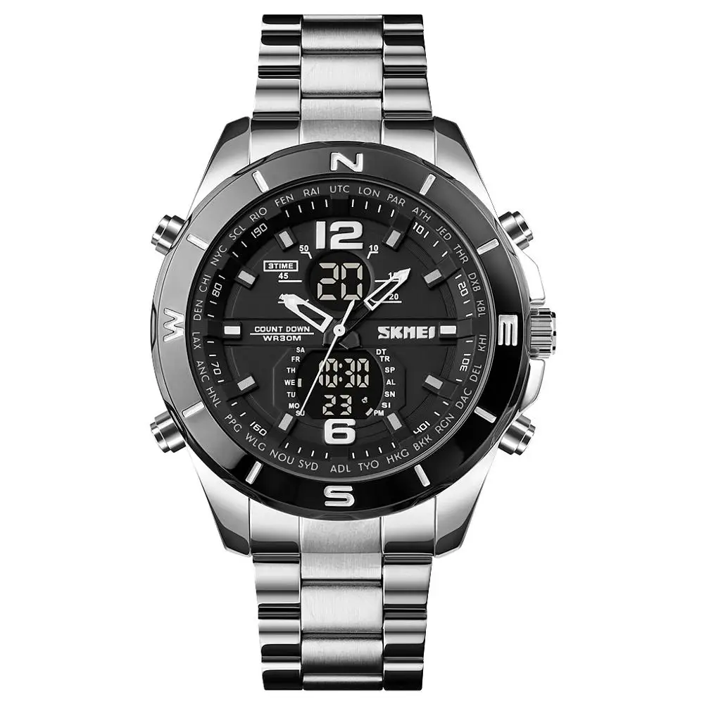 Fashion Mens Watches Stainless Steel Top Brand SKMEI Wristwatch Luxury Sports Chronograph Digital Watch Men Relogio Masculino
Fashion Mens Watches Stainless Steel Top Brand SKMEI Wristwatch Luxury Sports Chronograph Digital Watch Men Relogio Masculino